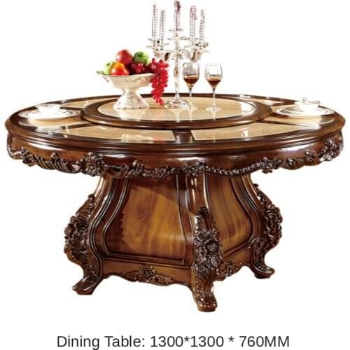 Table chair combination marble round table turntable dining table villa furniture electric