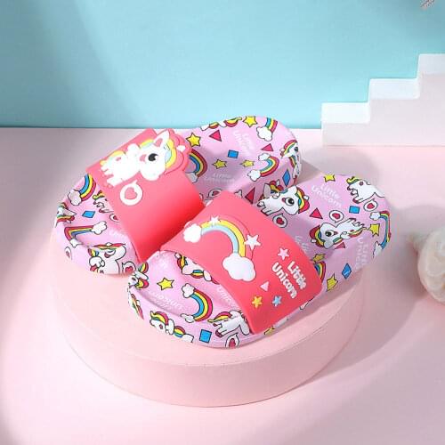 Suihyung 2021 New Kids Rainbow Unicorn Slippers Cute Cartoon Dinosaur Slippers For Boys Girl Summer Beach Shoes Children Sandals