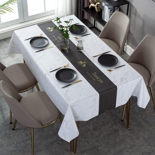 Wedding Party Decoration Nordic Minimalist PU Tablecloth Oilproof Waterproof Wash-Free Table Cloth Household Dining Table Cover