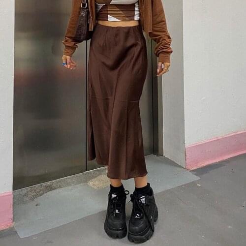 Y2K Vintage A-line Skirts 90s Korean Style Fashion Printed Wonen High Waist Wrap Midi Skirt Bodycon E-girl Gothic Streetwear