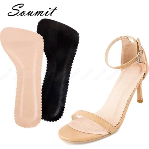 Women Insoles for High Heel Shoes Sandal Self-adhesive Non-slip Shoe Pad Sweat-absorbent Leather Soft Insole Insert Foot Cushion