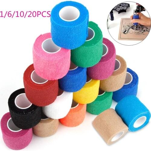 1/6/10/20Pcs Disposable Bandage Tattoo Sport Wrap Tape Self Adhesive Elastic Bandage Tape Tattoo Permanent Makeup Accessories