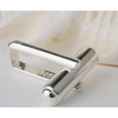 1piece,Solid 925 Sterling Silver Cufflink Fitting Base Round Bar with U Arm Assembled, DIY components