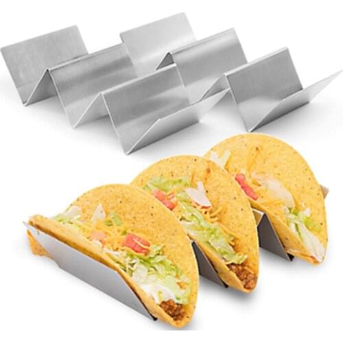 1 Piece Stainless Steel Wave Shape Stainless Steel Taco Holders Mexican Food Rack 2-4 Grid Shells Stand