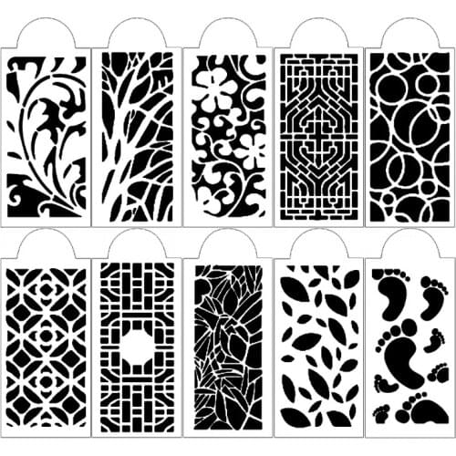10pcs DIY Geometric Drawing Stencils Templates Embossing Paper Card Painting Scrapbooking Stamp Album Decoration