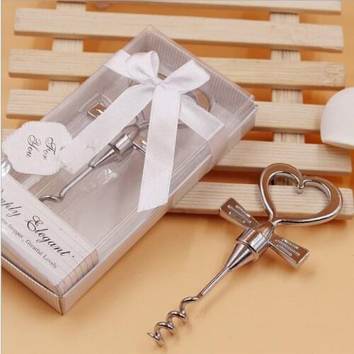 10PCS/LOT Wedding favor Alloy Heart-shaped Red Wine Bottle Opener Screw Corkscrew Can Opener Household Accessories FREE SHIPPING