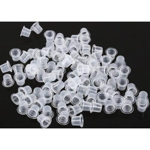 Professional Tattoo Machine Pigment Ink Cups 100 Pcs Small Size Transparent Cap Set Microblading Tatto Supplies Tools