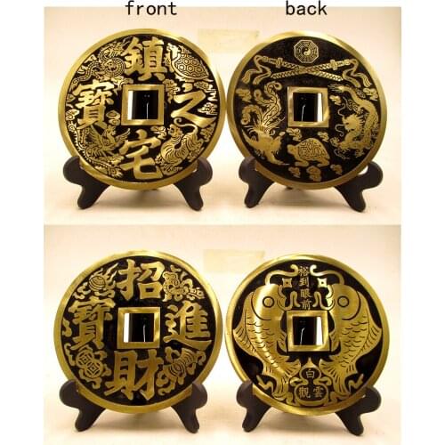 2PCS # HOME Lobby hall Shop company Town house efficacious Money Drawing FENG SHUI Totems brass talisman statue- 23CM large