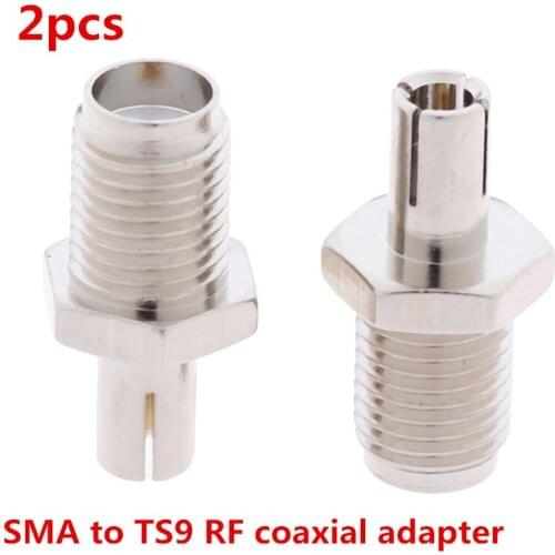 2pcs/lot RF Coaxial Adapter SMA To TS9 Coax Jack Connector SMA Female Jack To TS9 Male Plug Silver