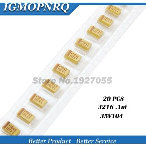 20pcs A-3216-35V-0.1UF-104 35V 0.1UF 104 SMD Tantalum capacitor