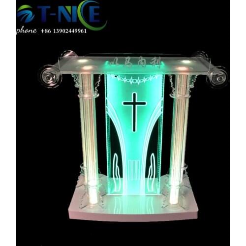 2021 AKLIKE Popular Platform Acrylic Podium Church Pulpit Reading Speech Conference Lectern Commercial Furniture Made In China