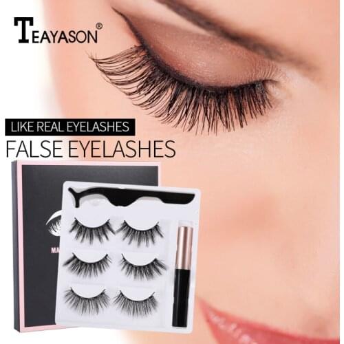 3 Pairs/set Magnetic Eyelashes 3D Mink Eyelashes Magnetic Eyeliner Magnetic Lashe Short False Lasting Eyelash Makeup Tool TSLM1