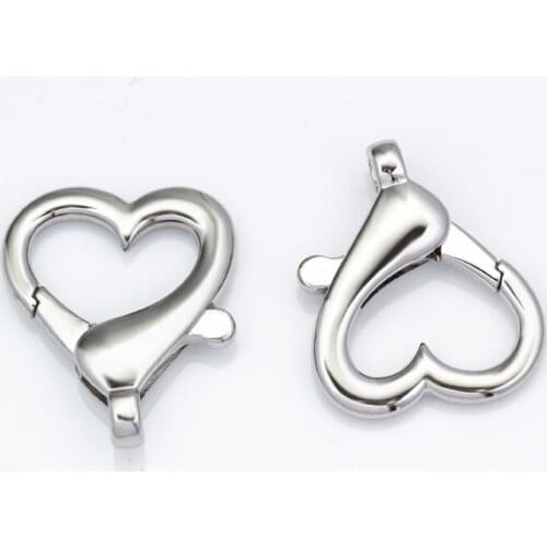 5Pcs/lot Steel Heart Shaped Buckle Dog Key Buckles DIY Necklace Jewelry Finding Bracelet Beads Chain Button Handmade Accessories
