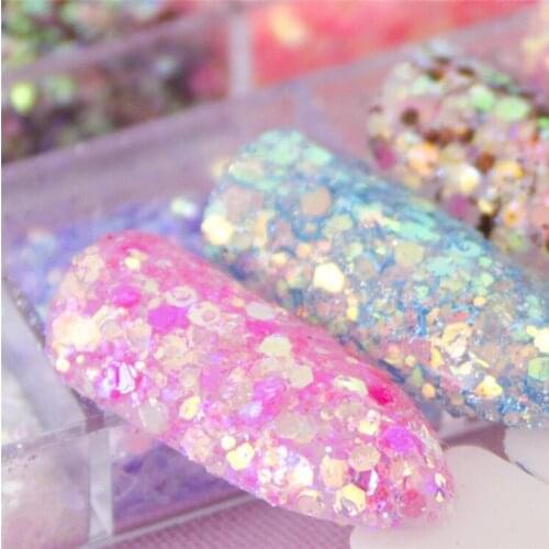50g/Bag Mermaid Chunky Glitter Candy - Doll Color Holographic Flashing Sequins Hexagon Aurora EYE/LIP Nail Art Hologlitter #MD91