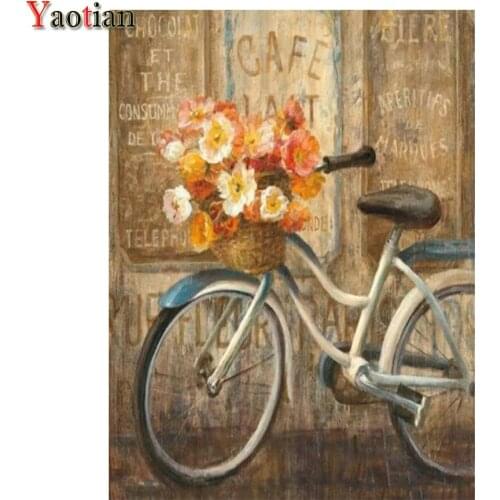Diamond Painting Bicycle Flower Basket Full square Diamond Embroidery Mosaic Painting By Numbers Picture Of Rhinestones Art