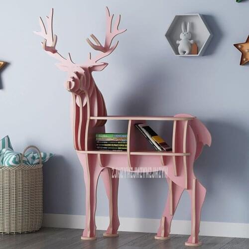 S/M Large Book Rack Bookcase Display Storage Furniture for CDs Movies Books Animal Deer Display Bookrack Wooden Bookcase Shelves