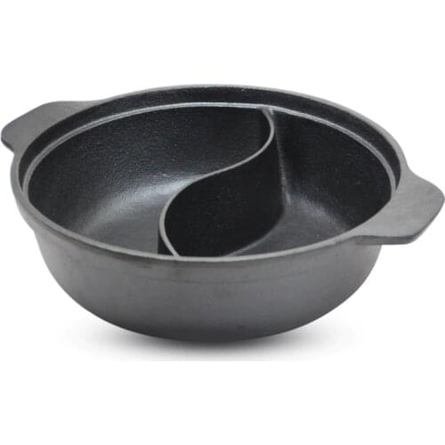 35cm Cast Iron Soup Pot Hot Pot Shabu shabu Cast Iron Stew Wok 5~8 People use