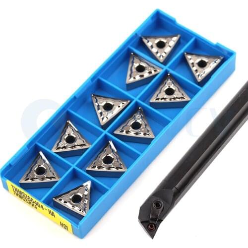 1Pcs S16Q-MTQNR16 S20R S25S-MTQNL16 CNC Lathe Internal Turning Tool Holder +10Pcs TNMG160404 Machine Tools Carbide Blade Seismic