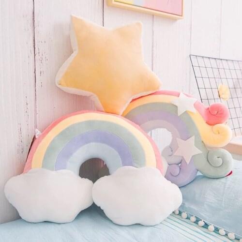 Ins Hot Candy Rainbow Lucky Cloud Star Moon Plush Pillow Colorful Crown Memeor Pillow Cushion Sofa Home Decoration Throw Pillow