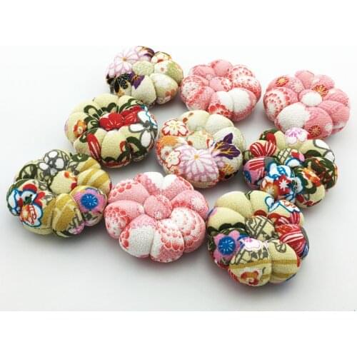 Random Color Pin Cushions Handcraft Tool For Cross Stitch Sewing Tools Fabric Pumpkin Shape Holder With Elastic Wrist Band