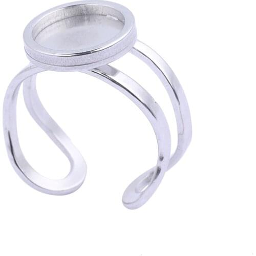 5pcs fit 10mm 25mm round cabochon ring base settings stainless steel gold rings bezel blanks for jewelry making