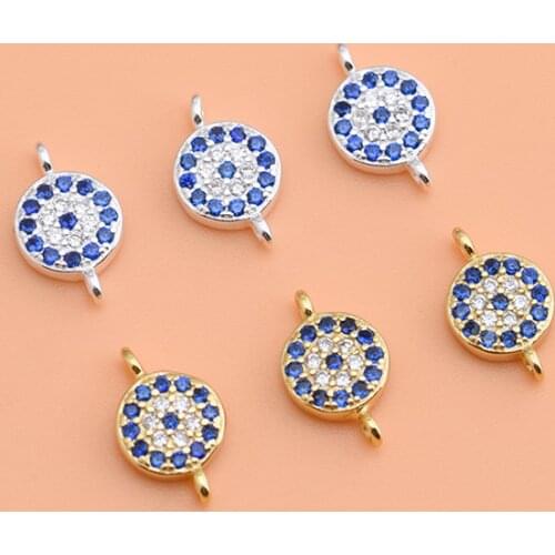 925 sterling silver blue eyes zircon double ring blue diamond accessories DIY bracelet necklace accessory