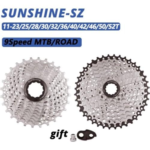 SUNSHINE 9 speed cassete Freewheel 9S 23/25/28//30/32/36/40/42/46/50T Road MTB Bicycle Flywheel for SRAM SHIMAN0 M370 M390 M4000
