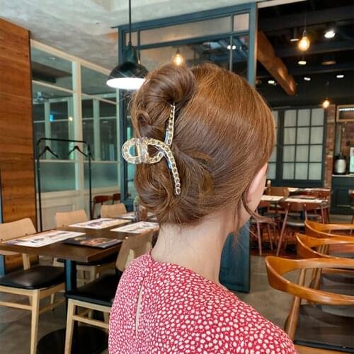 Korea Vintage Hair Clips for Women Transparent Leopard Acrylic Imitation Chain Hair Claw for Hair Girls Hair Accessories