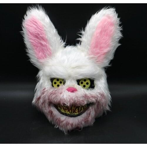 Halloween Mask White Bunny Rabbit Bloody Creepy Halloween Killer Horror Party Adult Cosplay Mask Scary Masque