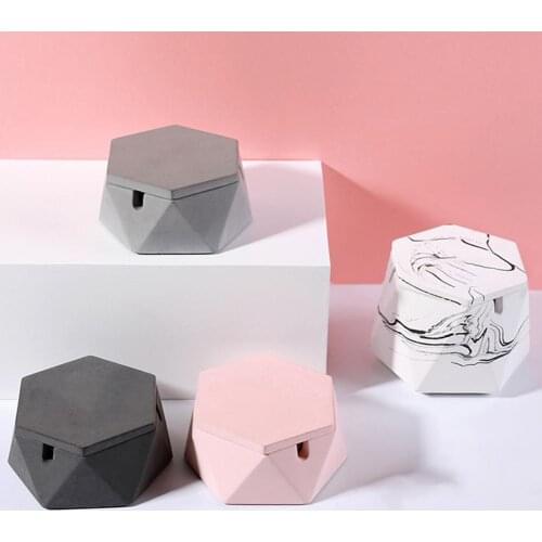 Windproof Ashtray Ash Tray Exquisite Cement Creative Hexagon Soot Holder Living Room Bedroom Smokeless Ashtray Holder