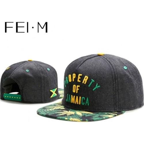 FEI M Fashion PROPERTY OF JAMAICA Adjustable Snapback Cap Denim Baseball Cap Go Shopping Outdoor Adult Casual Sports Sun Hat 3