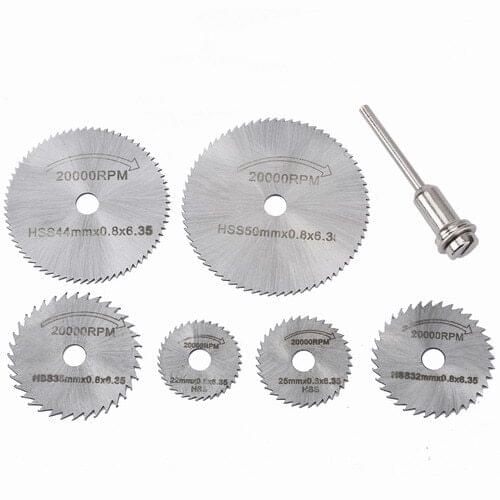 7Pcs HSS Abrasive DiscRotary Tools Set Circular Saw Blades Cutting Discs 3.17mm Mandrel Cutoff Wood Saw Blade Dremel Accessories