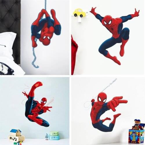 Hero Spiderman wall stickers for kids rooms decals home decor Kids Nursery 3D Wall sticker decoration for Boy christmas gift