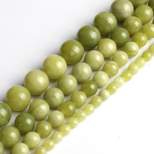Natural China Jade Beads Round Loose Beads For Jewelry Making 6 8 10 mm Pick Size 15 inches DIY Necklace(Green)