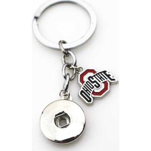New Arrival 10pcs Interchangeable Lock OHIO State College Team Snap Keychains DIY Snaps Button Fit 18mm Snap Jewelry