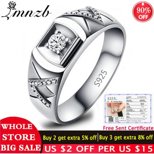LMNZB With Certificate Original Pure 925 Silver CZ Zircon Engagement Rings Luxury 0.5ct Wedding Rings For Men Women LNR077