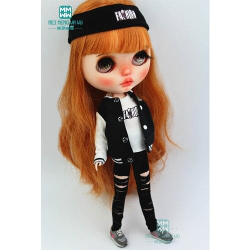 1PCS Blyth Doll Clothes Fashion jacket, hole pants, headband for Blyth , Azone1/6 doll accessories