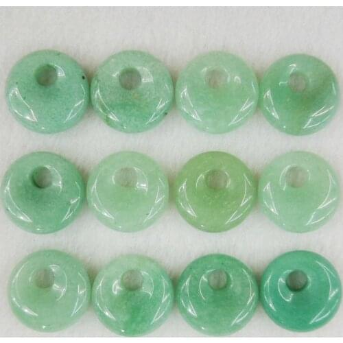 Wholesale good quality natural Green Aventurine stone gogo donut charms pendants beads for jewelry necklace making 24pcs free
