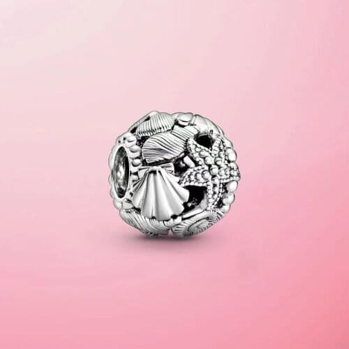 Original hollow starfish shell charm 925 sterling silver beads fit Pandora bracelet women fine jewelry accessories making gift
