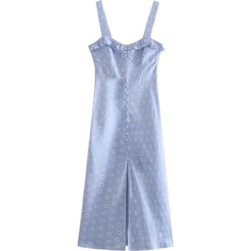 Dress Za Women Dress 2021 Summer New Fashion Cotton Tube Top Printed Sling Women Dress Casual Chic Street Party Youth Dresss