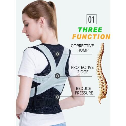 Fully Adjustable Breathable Clavicle Chest Back Support Brace for Improves Posture Provide Lumbar Support Back Pain Relief