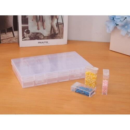 Diamond Painting Accessories Portable 24 Grid Tool Diamond Painting Plastic Box Rectangular Mini Bead Storage Box