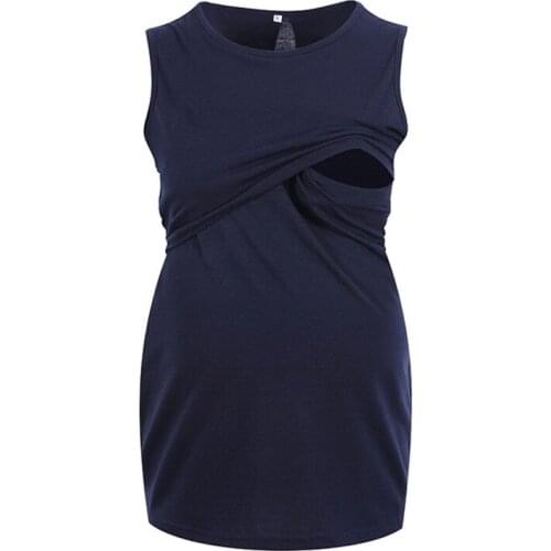 Casual Women Short Sleeve Vest Maternity Tops Breastfeeding Tops Ladies T-Shirt Loose Mom Pregnancy Loose Clothes Mummy Vest