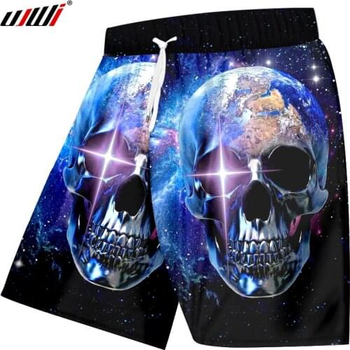UJWI Mens Casual Shorts Fashion 3d Print Galaxy Space Board Shorts Metal Skull Beachshorts Hombre Quick Dry String Trousers 6XL