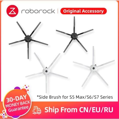 Roborock Silicone Side Brushes× 2 for S7 Series, S6 Series, S5 Series, S4 Series, and E Series Robot Vacuum, White, Black