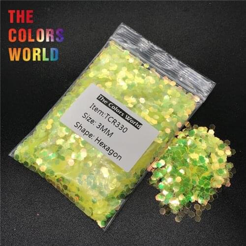 TCR330 Iridescent Rainbow Yellow Hexagon Shape Nail Glitter Nail Art Decoration BodyGlitter Makeup FacePaint Henna Handwork DIY