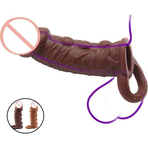 Thick Condoms For Men Dildo Extender Reusable Penis Sleeve Intimate Goods Penis Enlargement Rings Cock Massager