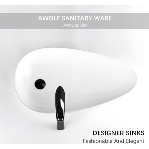 Bathroom Basin Sinks Big Size Ceramic Vessel Designer Modern White Washing Basin Bowl Lavatory Sink With Drain Soft Hose AM934