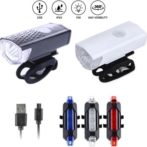 Bike Light Headlight USB Rechargeable LED MTB Bicycle Lamp Front Back Rear Taillight Cycling Safety Flashlight Bike Accessories