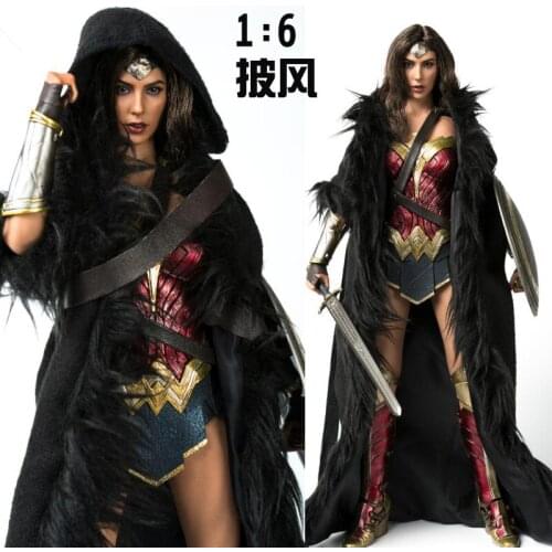 VSTOYS 1/6 Black Diana Cloak Long Coat & Belt Female Clothes F 12'' Figure Dolls in stock